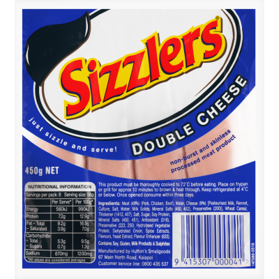 Huttons Sizzlers Double Cheese Flavour - 450g