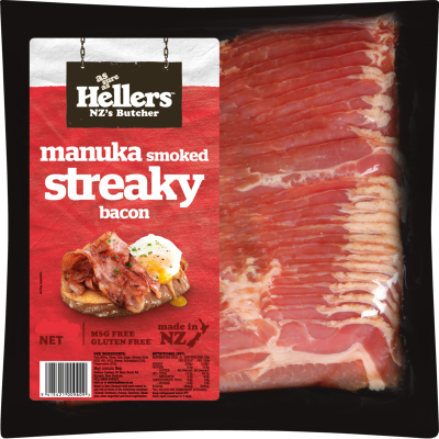 Hellers Manuka Smoked Streaky Bacon (Frozen) - 1kg