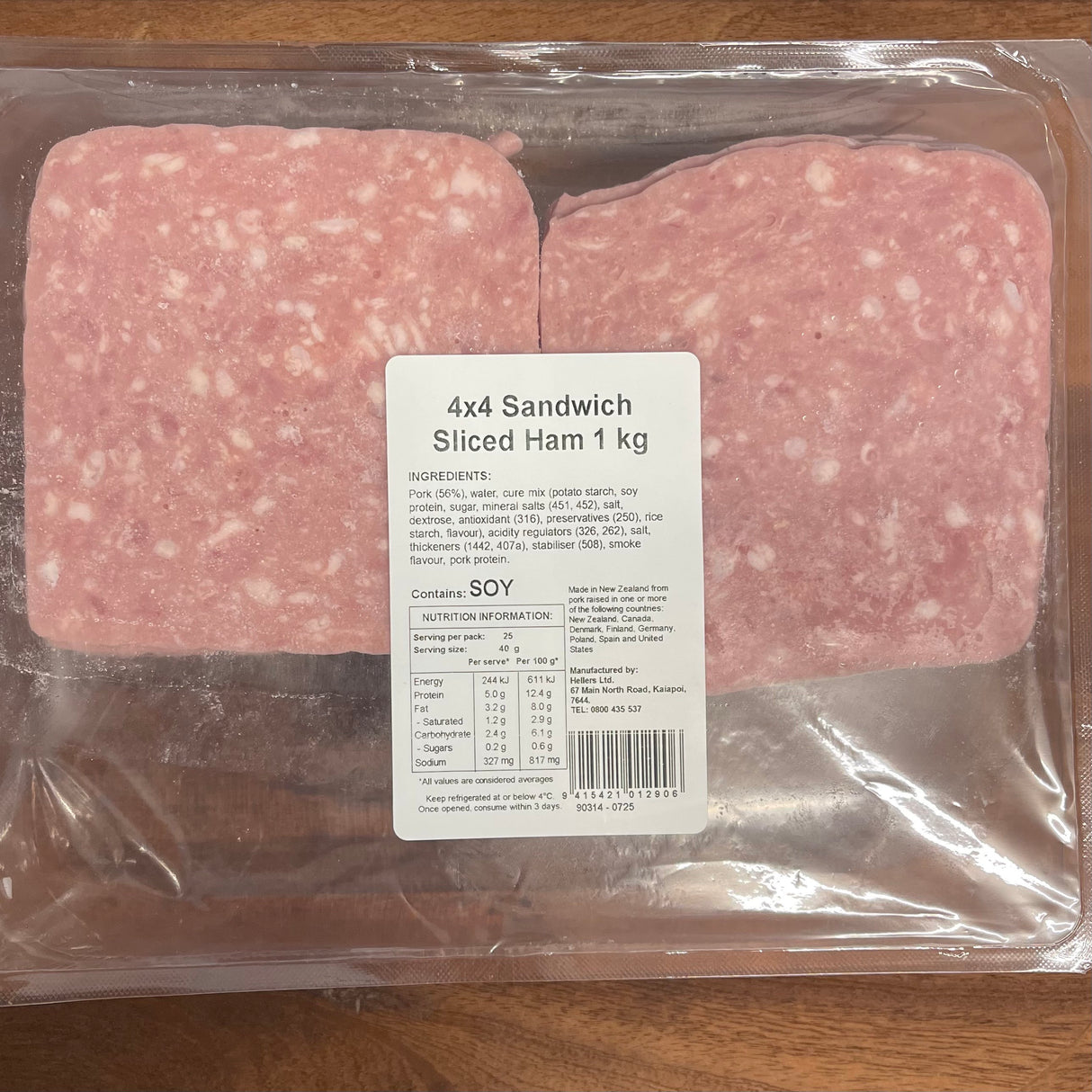 Hellers Sandwich Ham Sliced 4x4 (1kg)