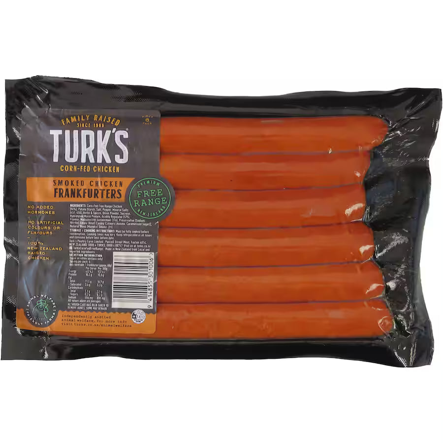 Turk's Free Range Chicken Frankfurters (6 pack)