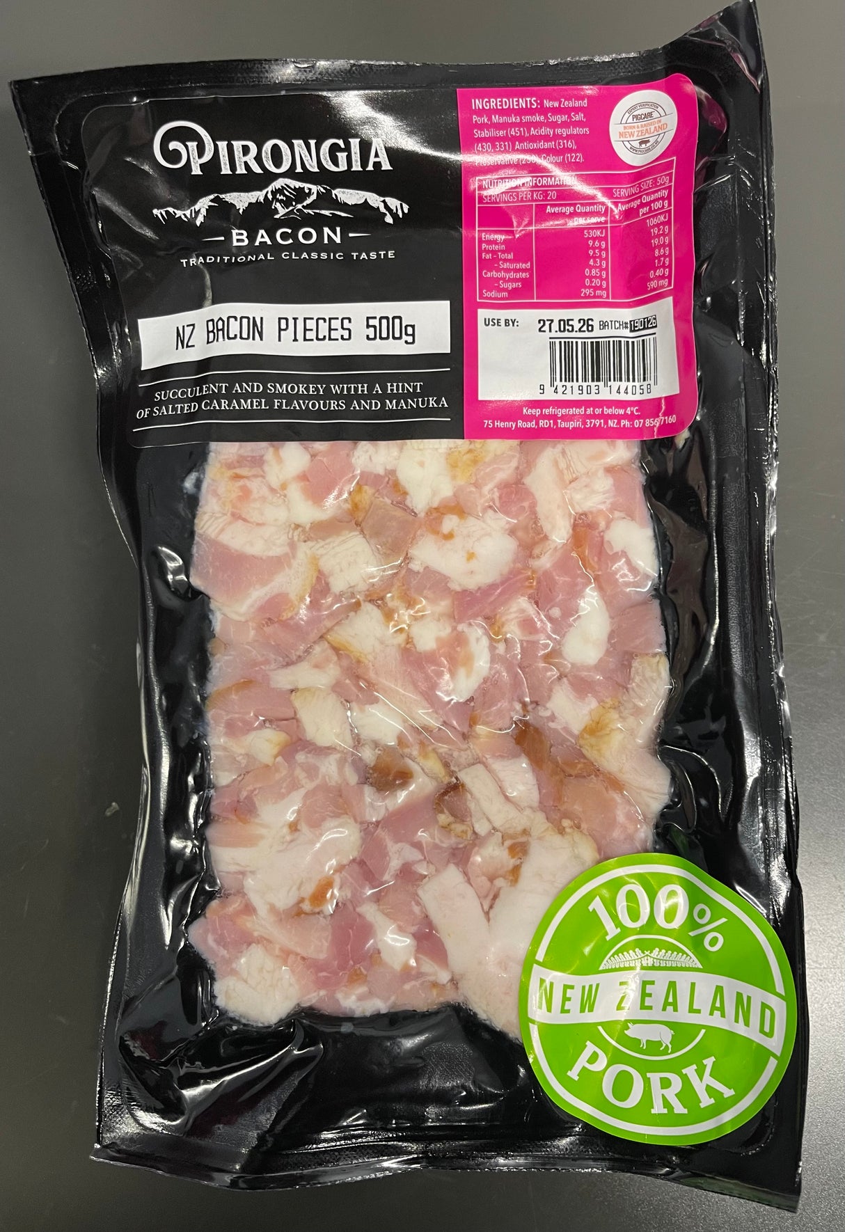 Pirongia Bacon Pieces 500g - NZ Pork