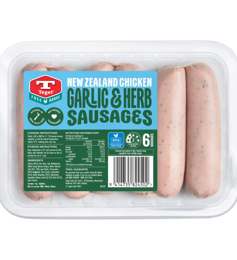 Tegel Garlic and Herb Breakfast Sausages -1kg